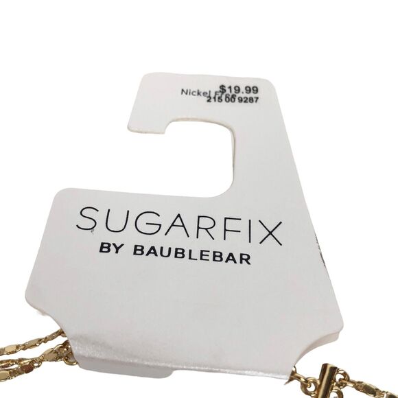 NEW SUGARFIX by BaubleBar Layered Y Chain Necklace Y Drop Gold Color - Picture 4 of 8